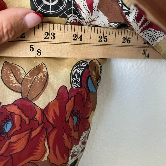 Vintage 90's FUDA International Floral Boho Abstract Silk Bomber Jacket Unisex L - Picture 10 of 12